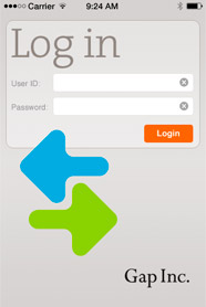 Gap POS Log in screen