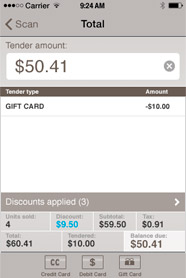 Gap POS Total screen