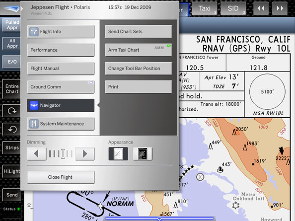 Jeppesen EFB interface screens
