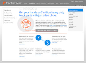 PartsRiver Parts Search content screen