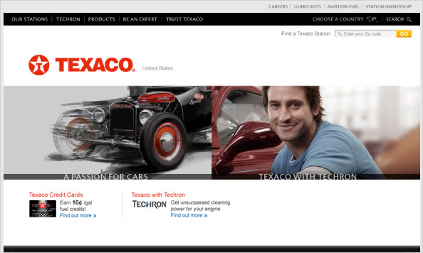 Texaco consumer web site pages